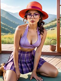 A beautiful woman with hazel eyes lounges in the warm outdoor hot springs at sunrise